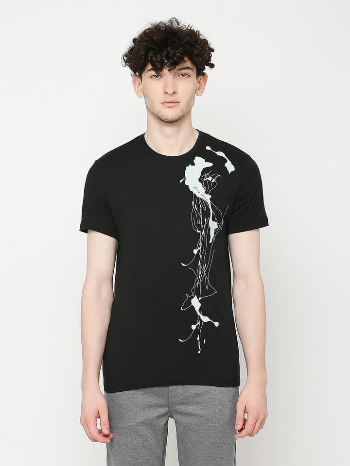 Black Regular Fit Men's Short Sleeves T-Shirt by Being Human Clothing
