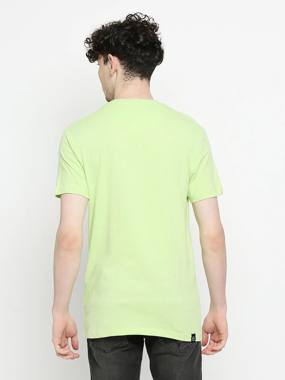 Sap Green Regular Fit Round Neck Men's T-Shirt by Being Human Clothing