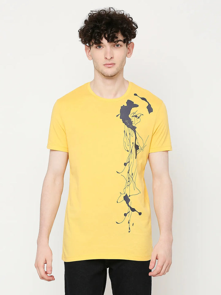 Yellow Regular Fit Men's Short Sleeves T-Shirt by Being Human Clothing