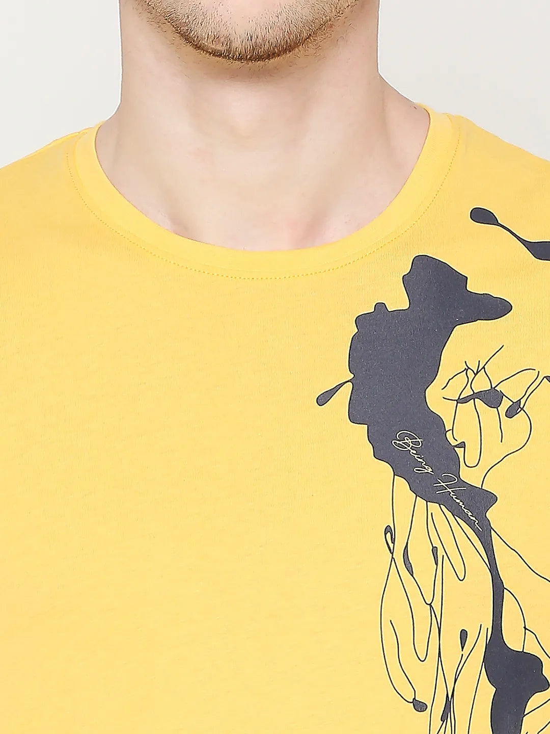 Yellow Regular Fit Men's Short Sleeves T-Shirt by Being Human Clothing