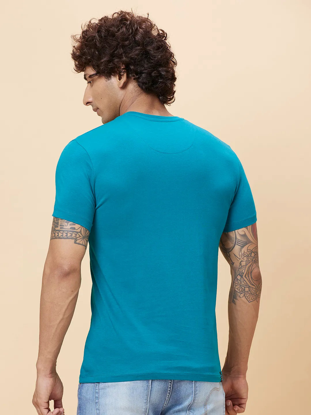 Blue Regular Fit Men's Short Sleeves T-Shirt by Being Human Clothing