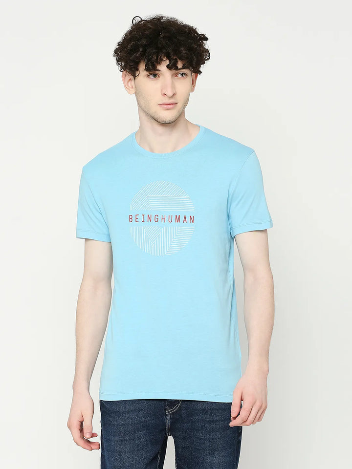 Blue Regular Fit Men's Short Sleeves T-Shirt by Being Human Clothing