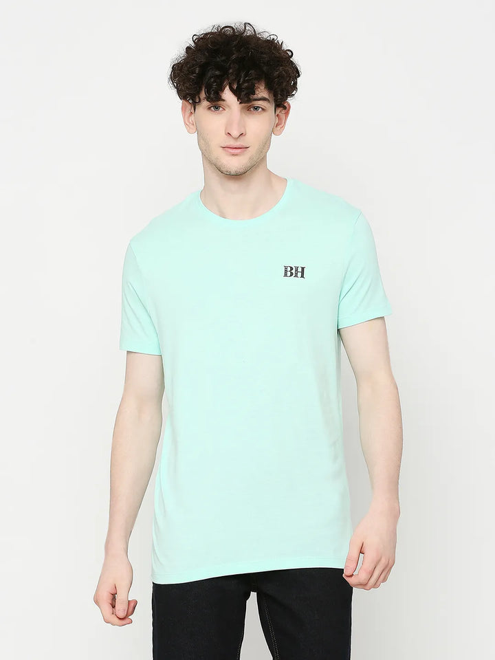 Green Regular Fit Round Neck Men's T-Shirt by Being Human Clothing