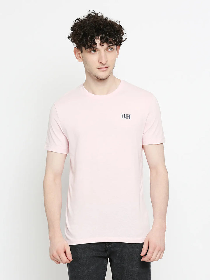 Pink Regular Fit Round Neck Men's T-Shirt by Being Human Clothing