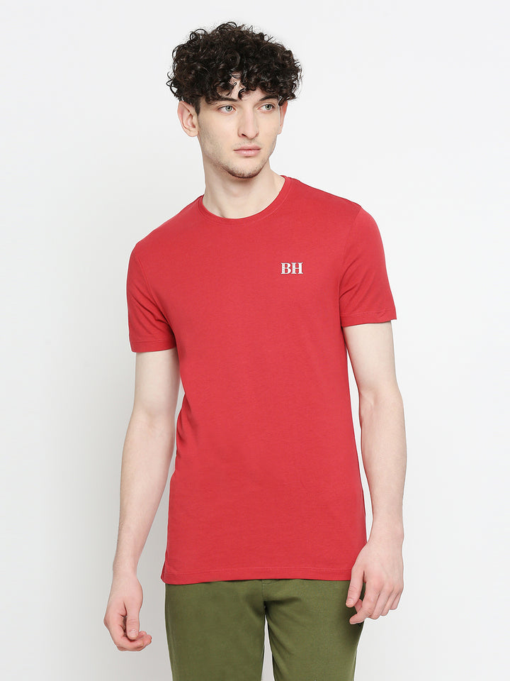 Red Regular Fit Round Neck Men's T-shirt