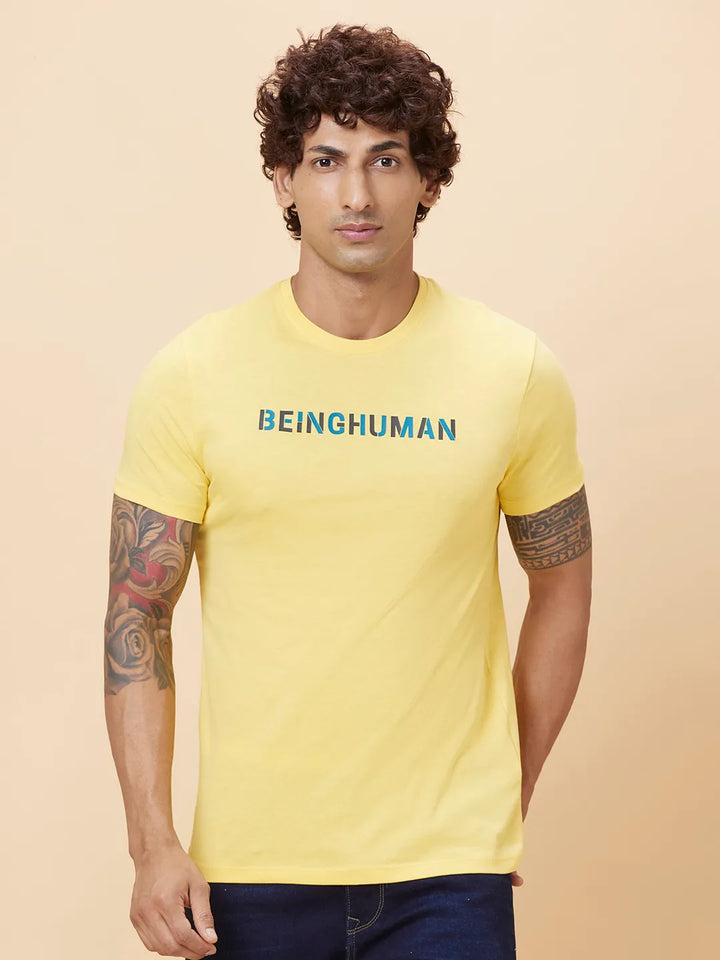 Yellow Regular Fit Men's Short Sleeves T-Shirt by Being Human Clothing