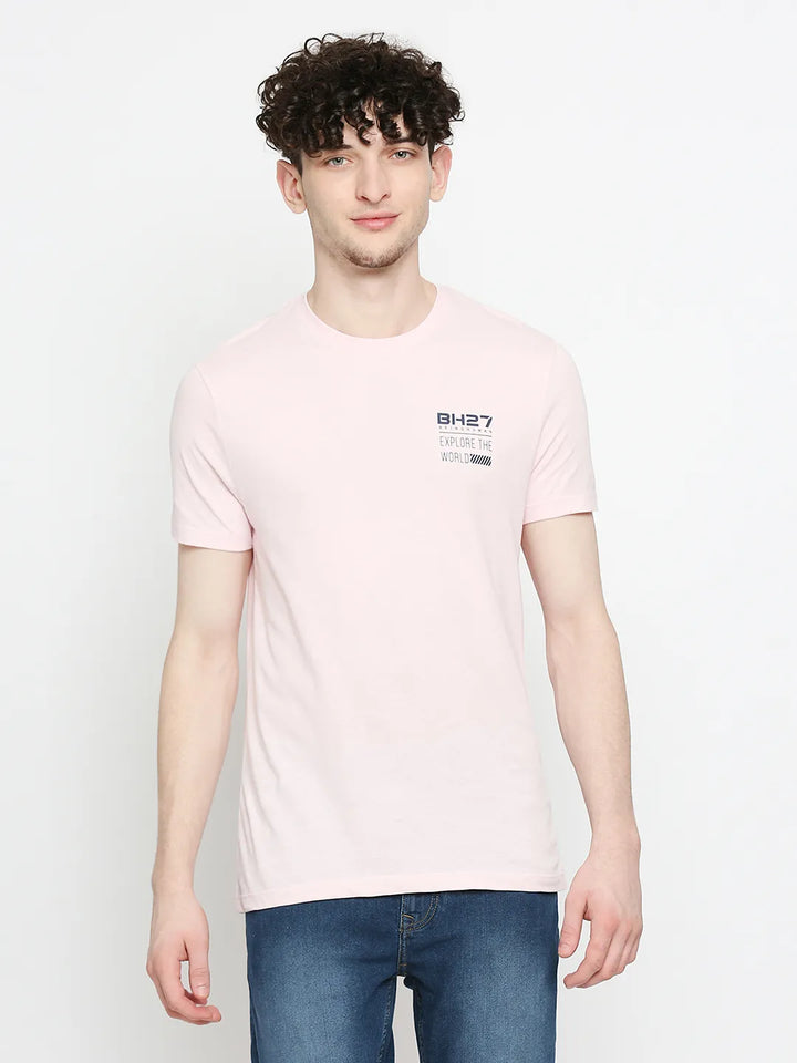 Pink Regular Fit Men's Short Sleeves T-Shirt by Being Human Clothing