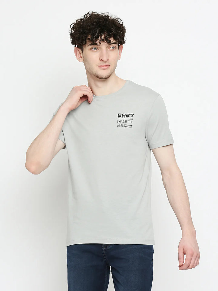 Grey Regular Fit Men's Short Sleeves T-Shirt by Being Human Clothing
