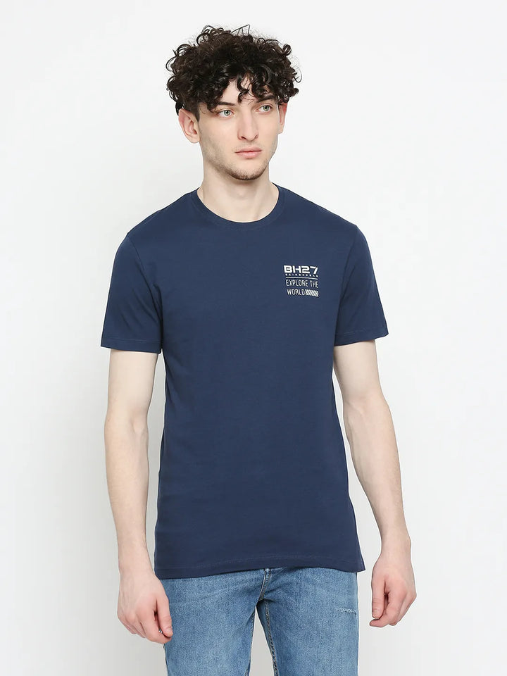 Navy Regular Fit Men's Short Sleeves T-Shirt by Being Human Clothing