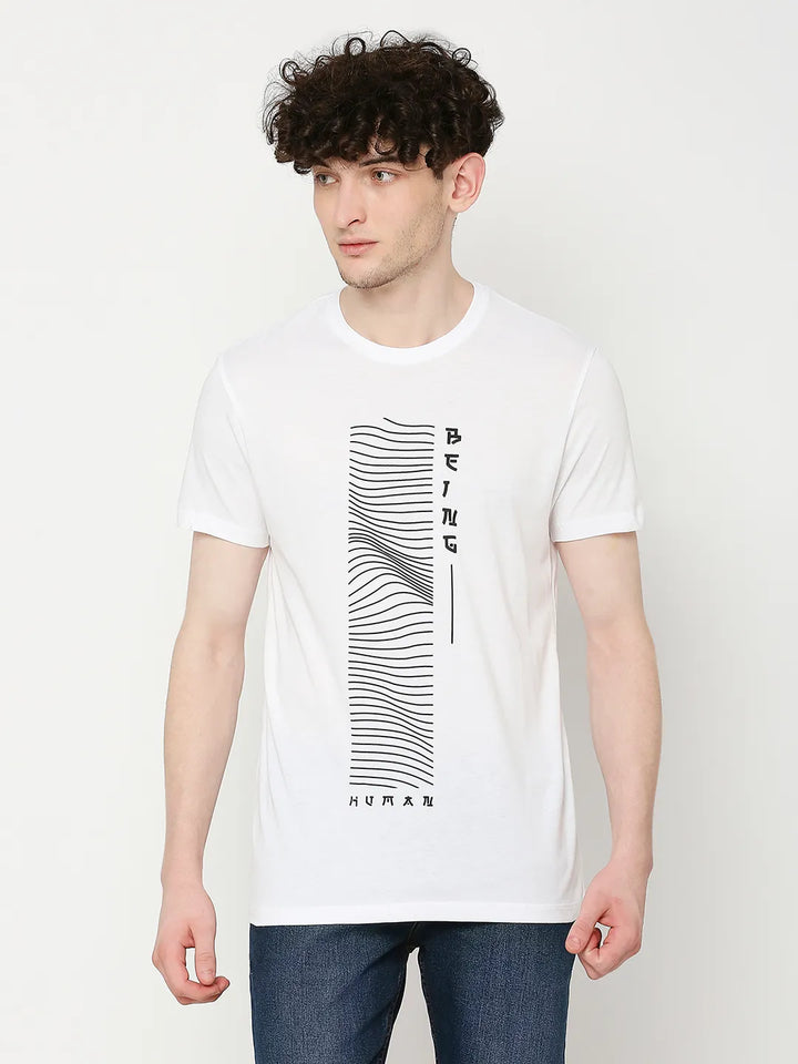 White Regular Fit Men's Short Sleeves T-Shirt by Being Human Clothing