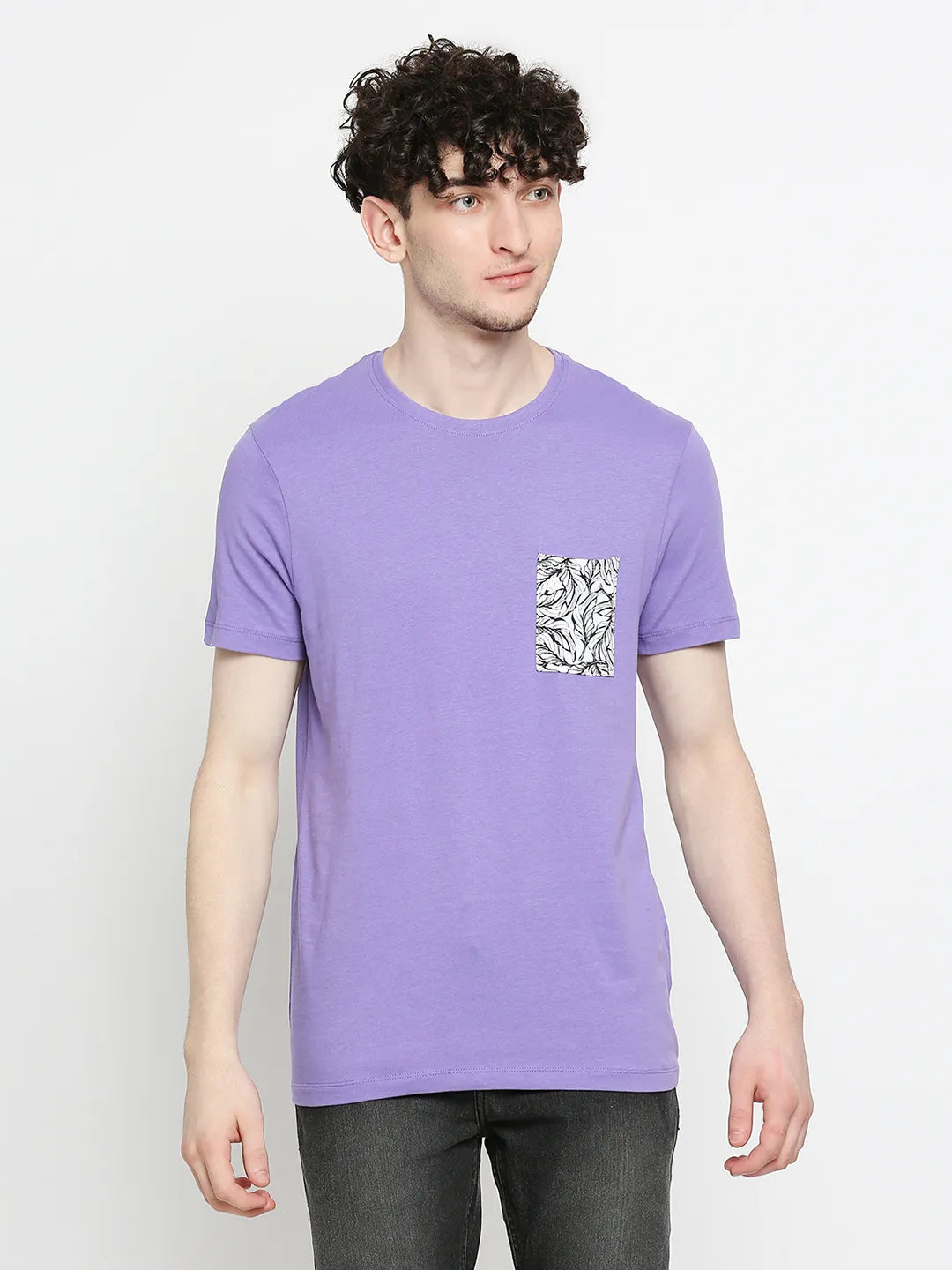 Purple Regular Fit Round Neck Men's T-Shirt by Being Human Clothing