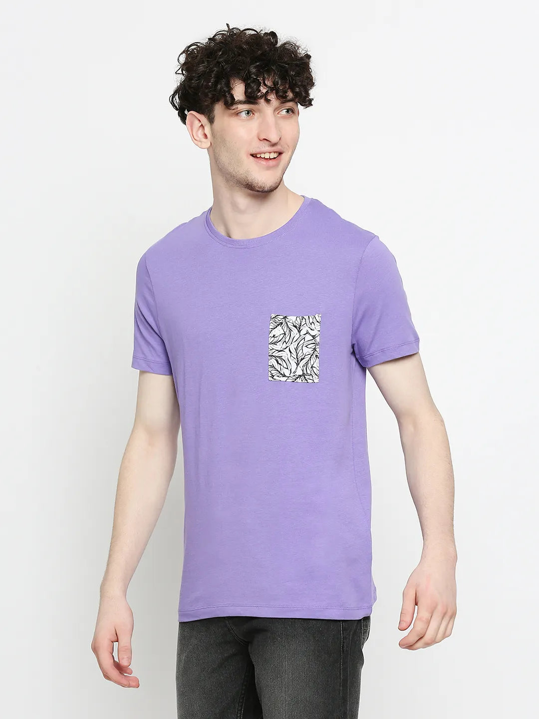 Purple Regular Fit Round Neck Men's T-Shirt by Being Human Clothing
