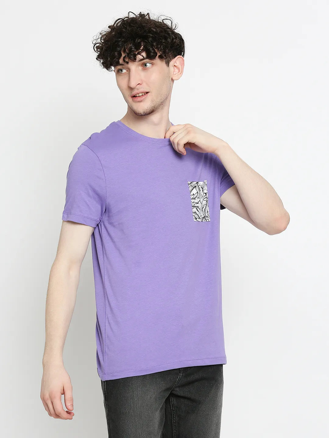 Purple Regular Fit Round Neck Men's T-Shirt by Being Human Clothing
