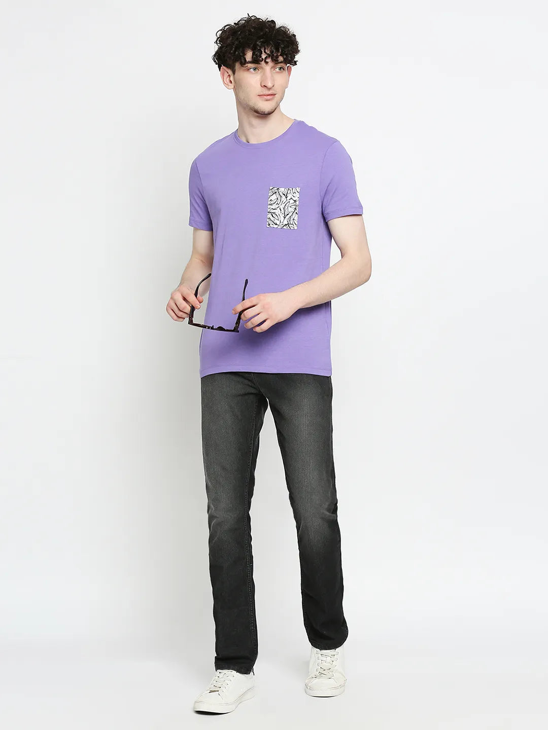 Purple Regular Fit Round Neck Men's T-Shirt by Being Human Clothing