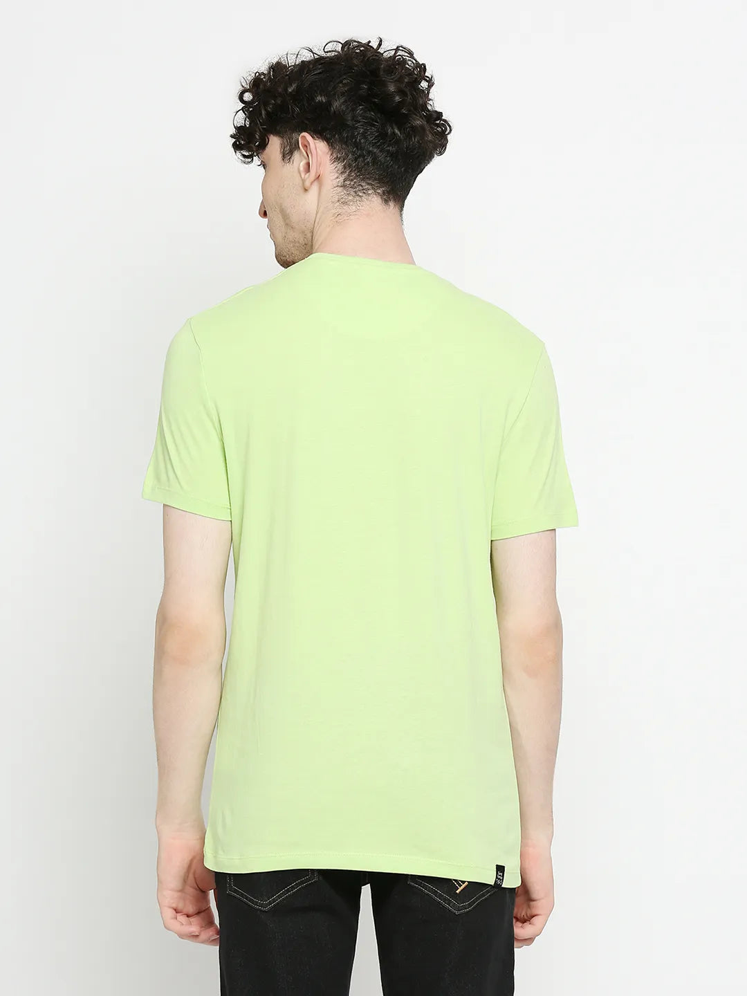 Sap Green Regular Fit Round Neck Men's T-Shirt by Being Human Clothing