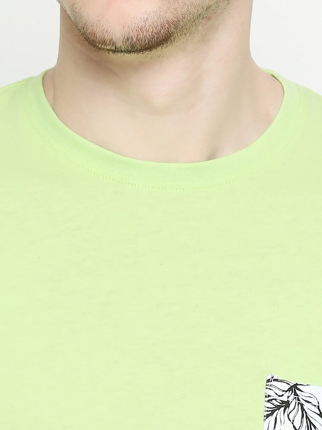 Sap Green Regular Fit Round Neck Men's T-Shirt by Being Human Clothing