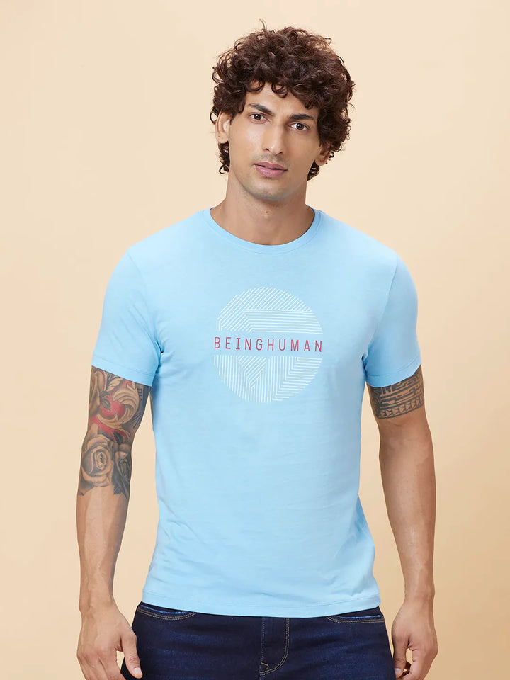 Blue Regular Fit Men's Short Sleeves T-Shirt by Being Human Clothing