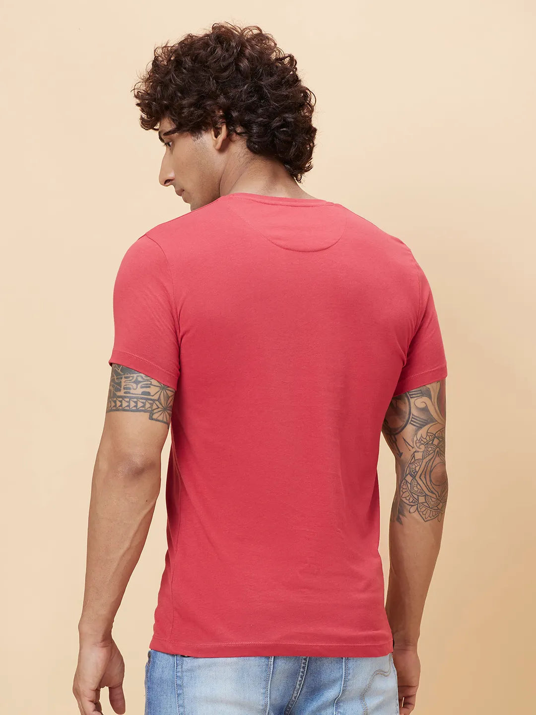 Red Regular Fit Men's Short Sleeves T-Shirt by Being Human Clothing