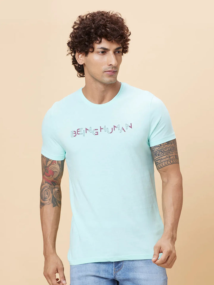 Green Regular Fit Men's Short Sleeves T-Shirt by Being Human Clothing