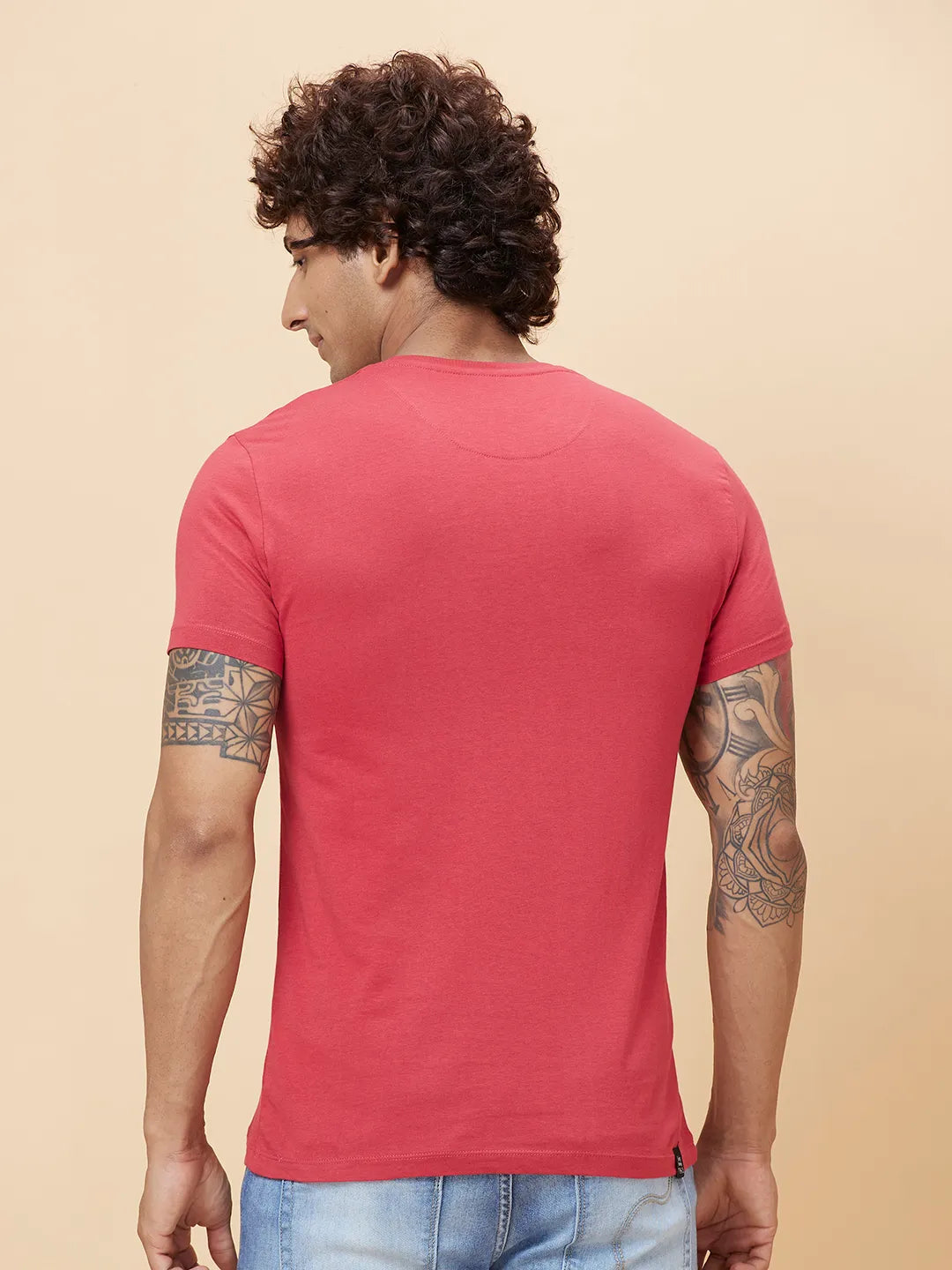 Red Regular Fit Men's Short Sleeves T-Shirt by Being Human Clothing