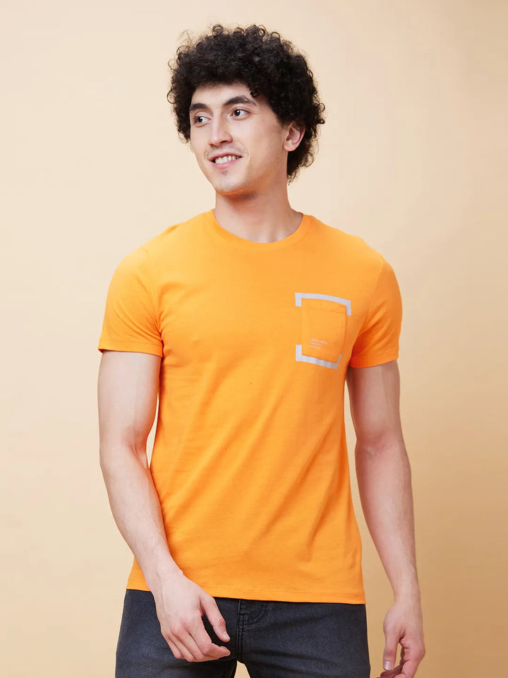 Orange Regular Fit Men's Short Sleeves T-Shirt by Being Human Clothing