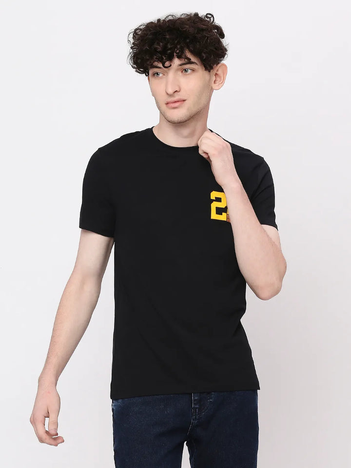 Black Regular Fit Men's Short Sleeves T-Shirt by Being Human Clothing