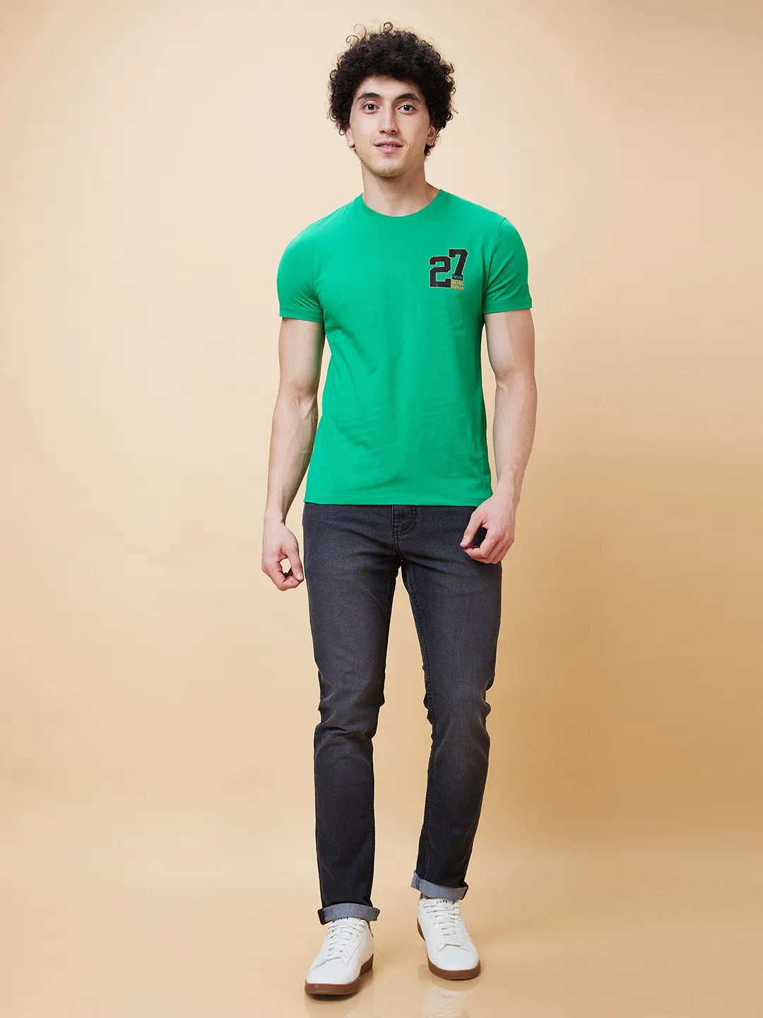 Green Regular Fit Men's Short Sleeves T-Shirt by Being Human Clothing