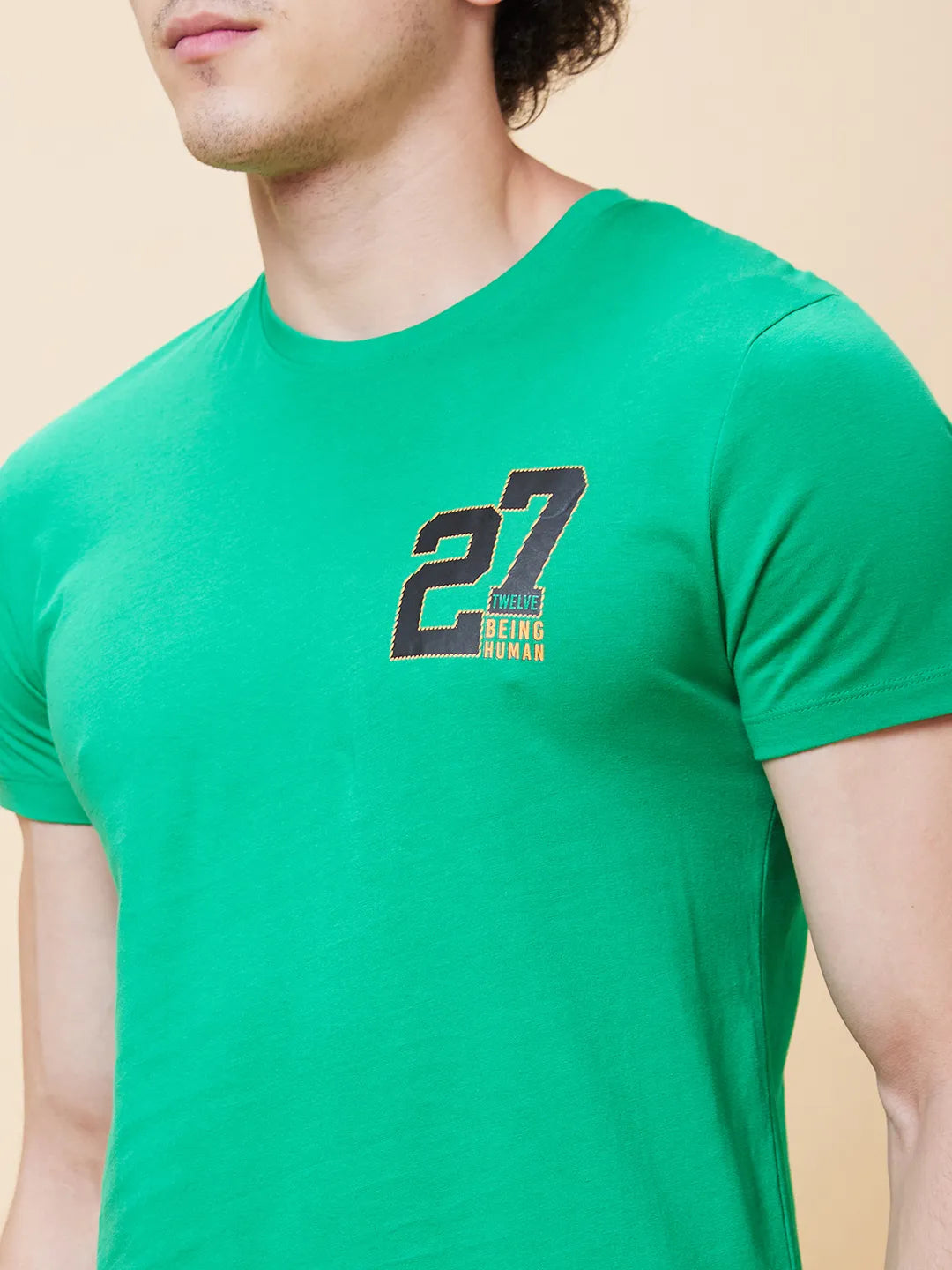 Green Regular Fit Men's Short Sleeves T-Shirt by Being Human Clothing