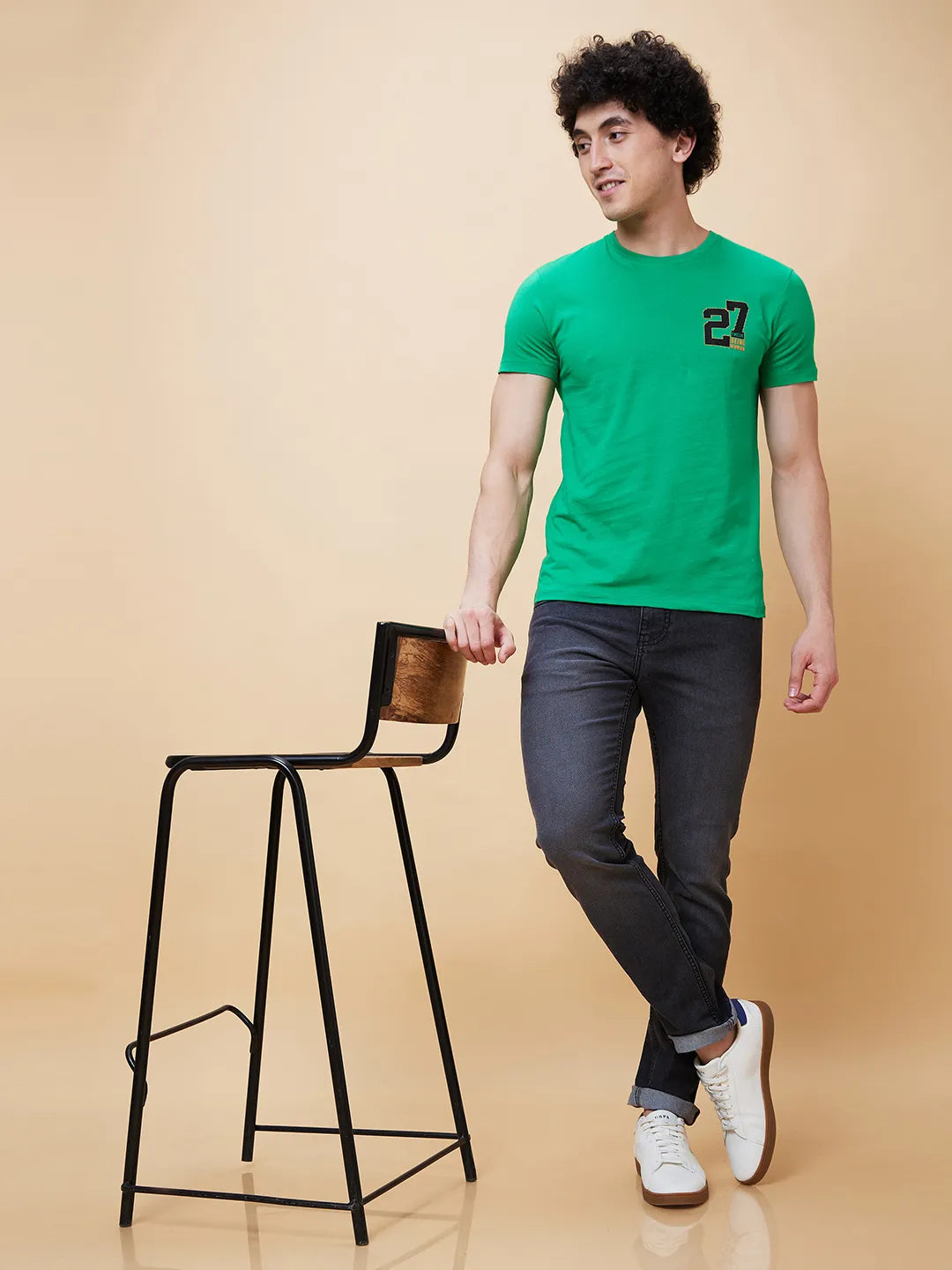 Green Regular Fit Men's Short Sleeves T-Shirt by Being Human Clothing