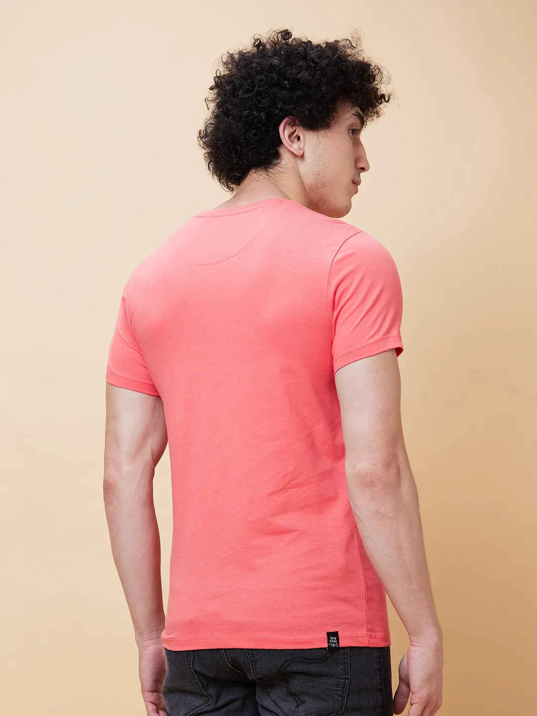 Pink Regular Fit Men's Short Sleeves T-Shirt by Being Human Clothing