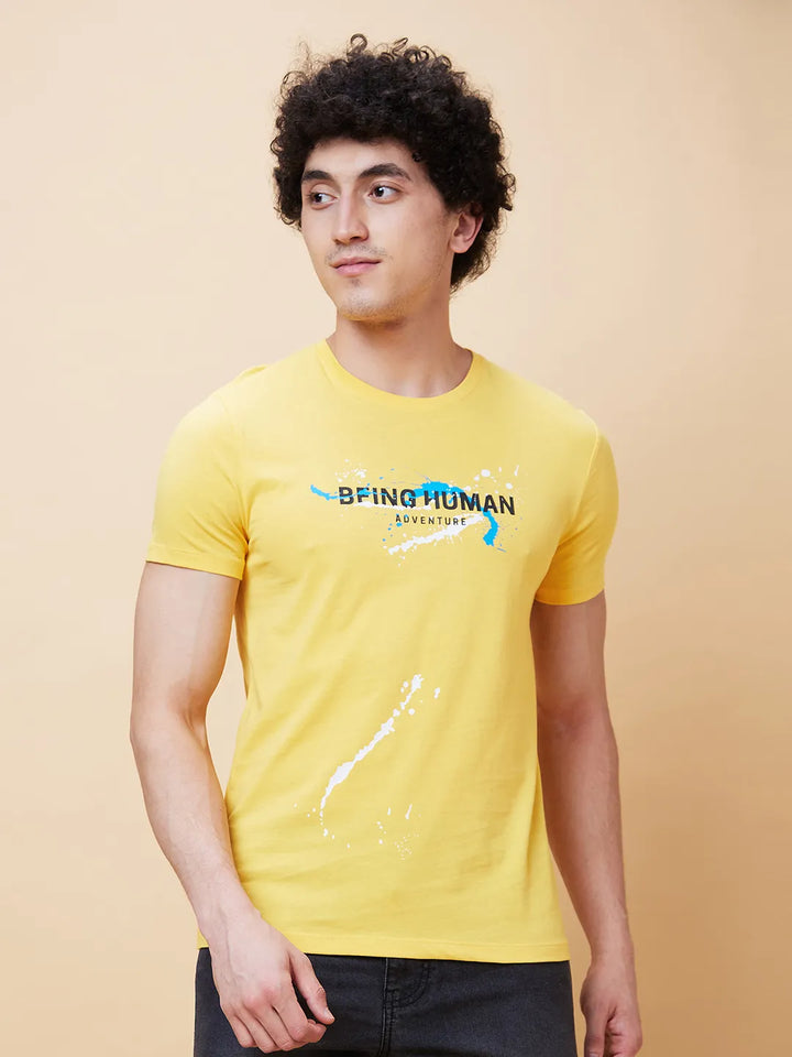 Yellow Regular Fit Men's Short Sleeves T-Shirt by Being Human Clothing