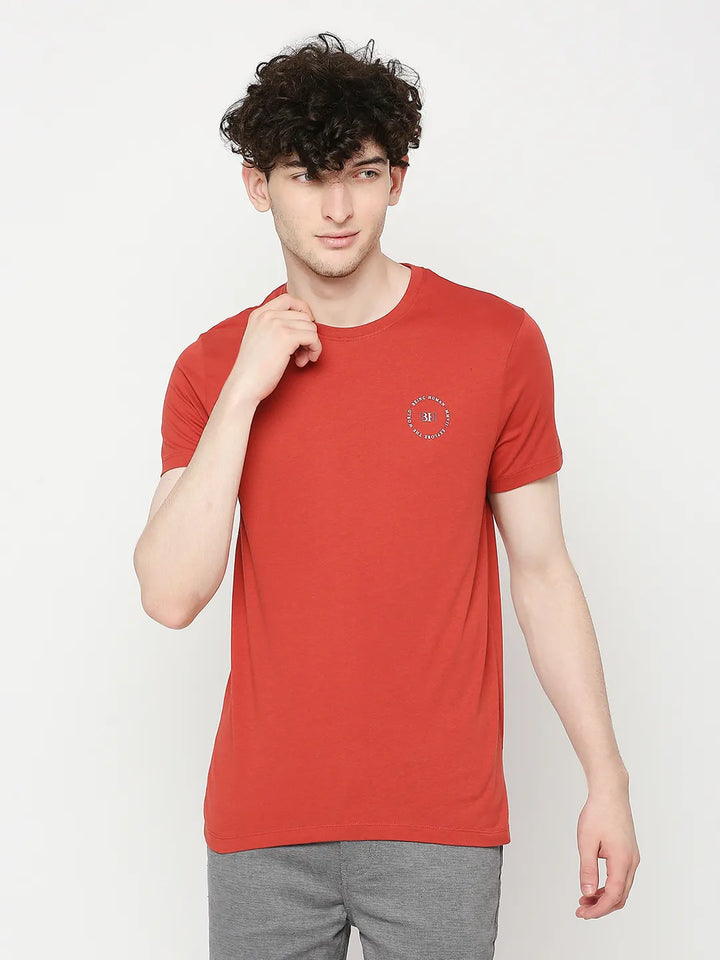 Orange Regular Fit Men's Short Sleeves T-Shirt by Being Human Clothing
