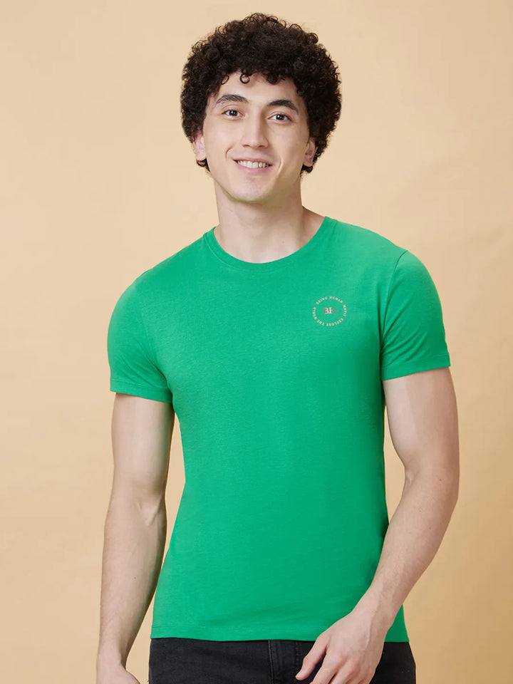 Green Regular Fit Men's Short Sleeves T-Shirt by Being Human Clothing