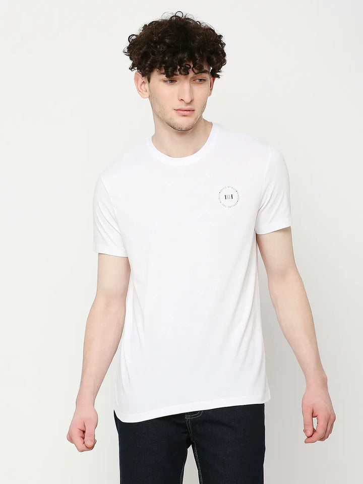 White Regular Fit Men's Short Sleeves T-Shirt by Being Human Clothing