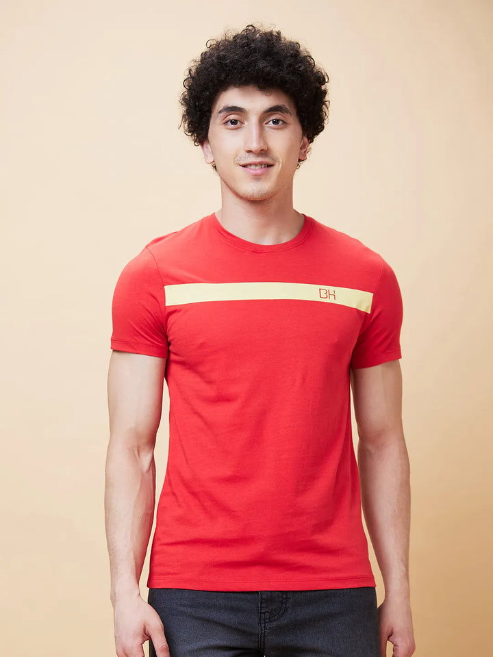 Red Regular Fit Men's Short Sleeves T-Shirt by Being Human Clothing