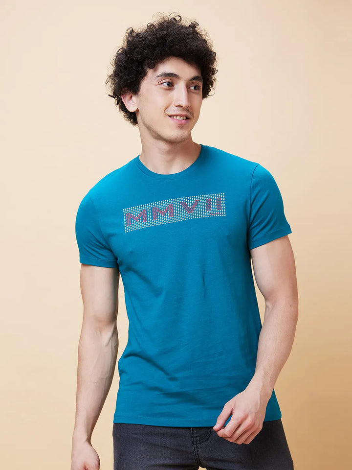 Blue Regular Fit Men's Short Sleeves T-Shirt by Being Human Clothing