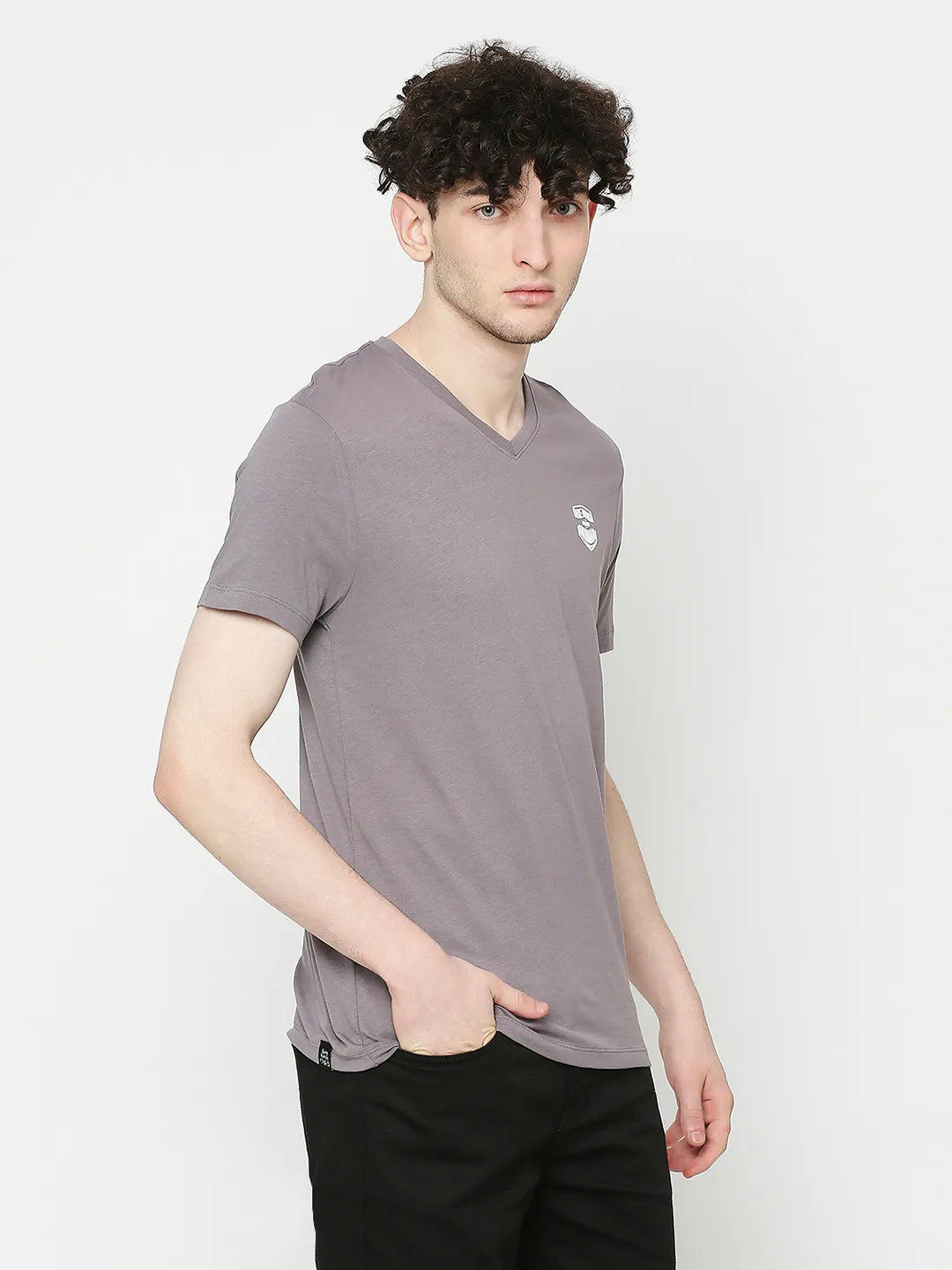 Ash Grey Regular Fit Round Neck Men's T-Shirt by Being Human Clothing