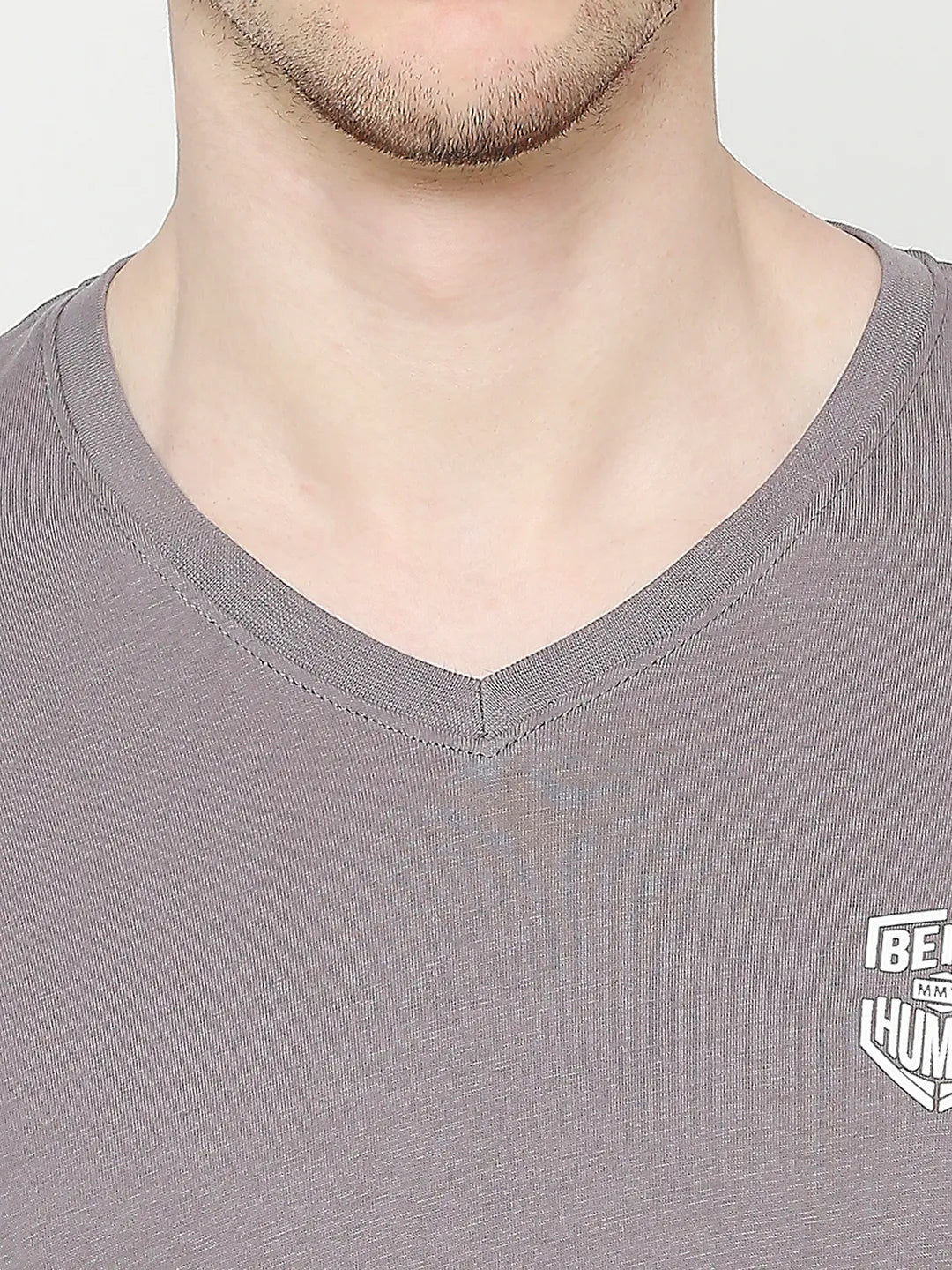 Ash Grey Regular Fit Round Neck Men's T-Shirt by Being Human Clothing