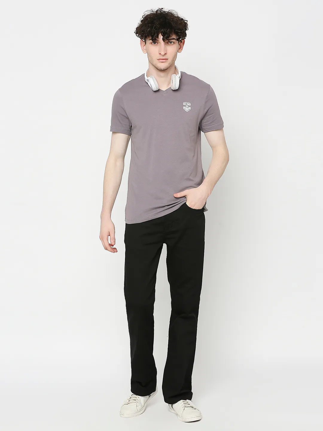 Ash Grey Regular Fit Round Neck Men's T-Shirt by Being Human Clothing