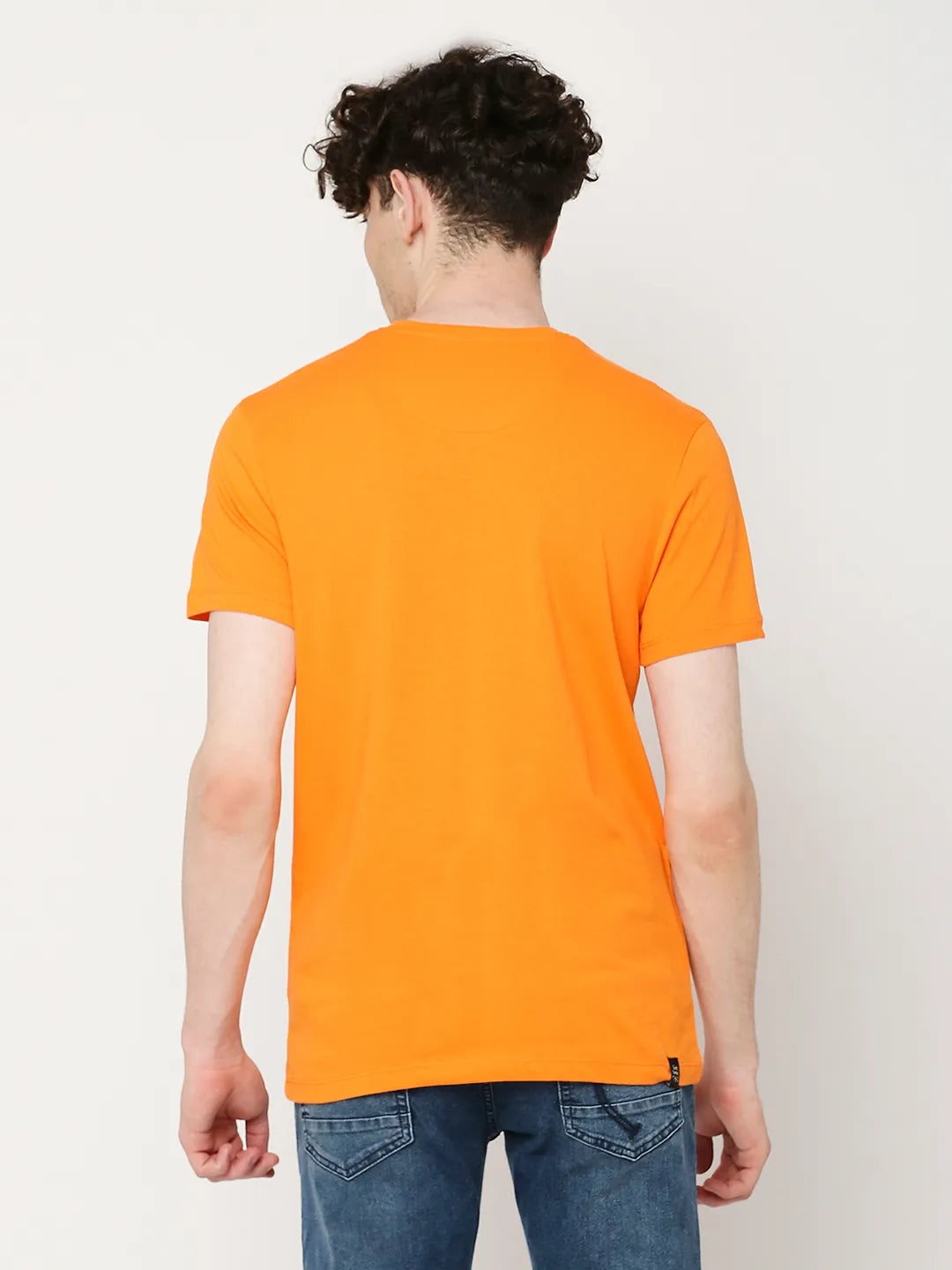 Orange Regular Fit Round Neck Men's T-Shirt by Being Human Clothing