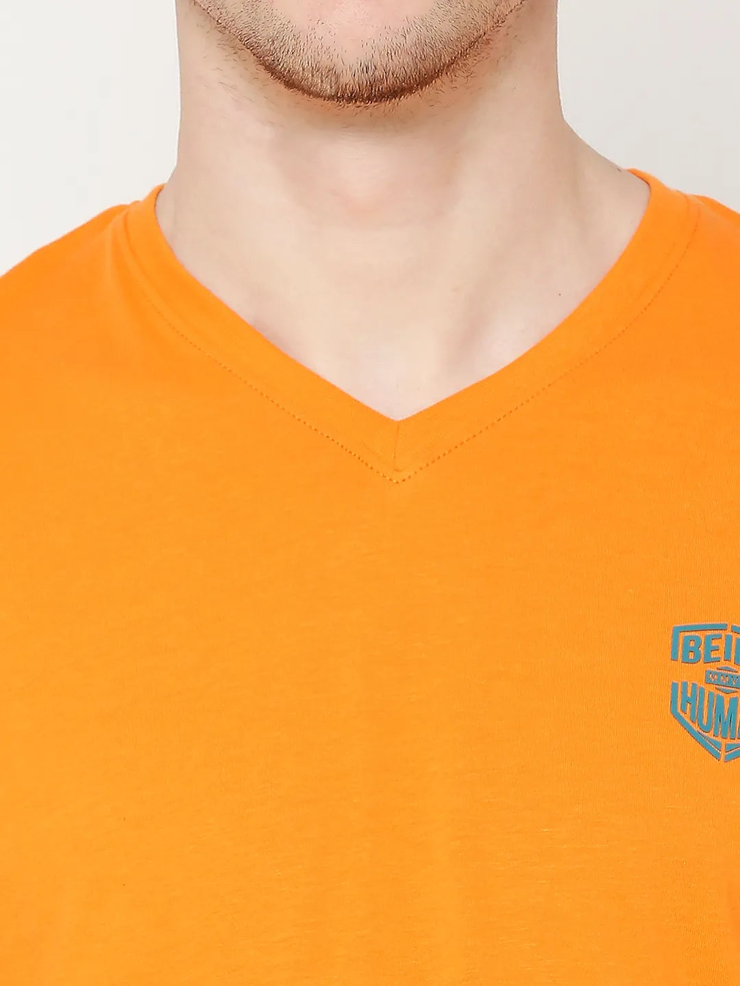 Orange Regular Fit Round Neck Men's T-Shirt by Being Human Clothing
