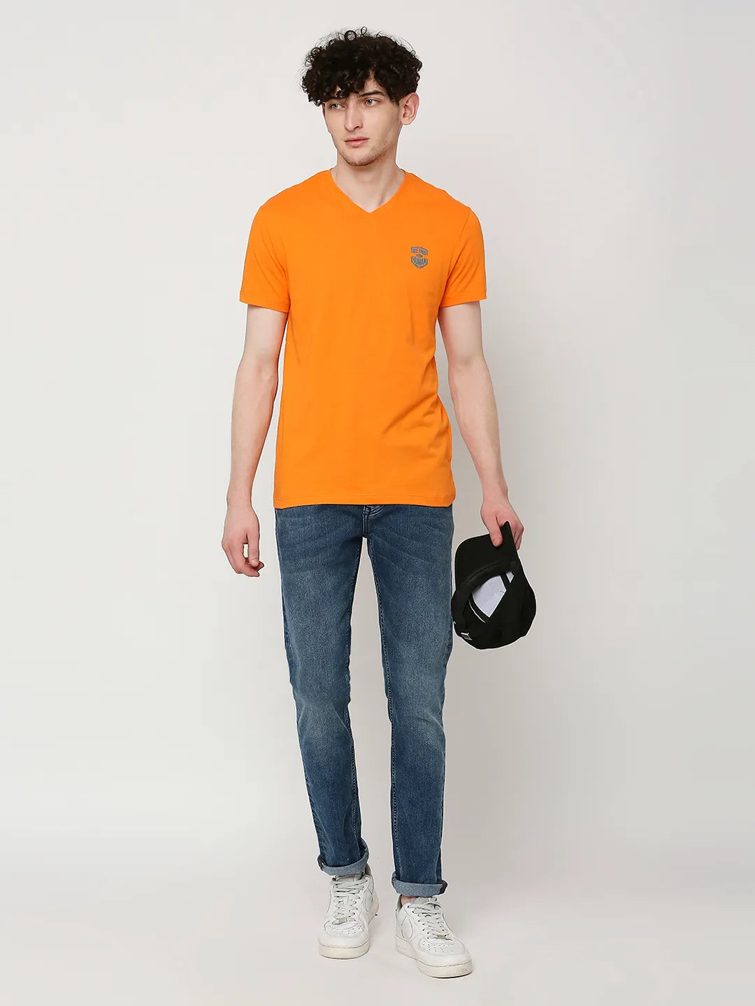 Orange Regular Fit Round Neck Men's T-Shirt by Being Human Clothing
