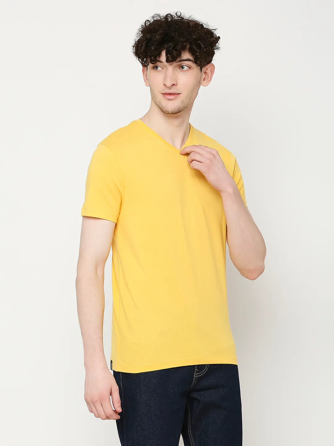 Yellow Regular Fit Round Neck Men's T-Shirt by Being Human Clothing