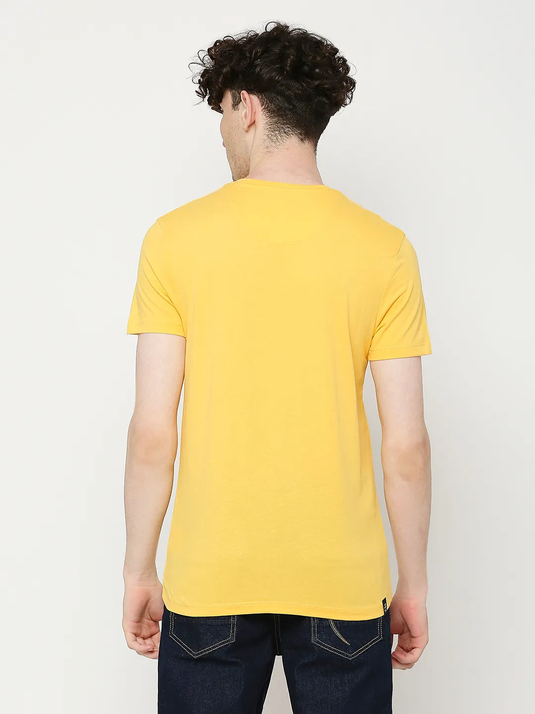 Yellow Regular Fit Round Neck Men's T-Shirt by Being Human Clothing