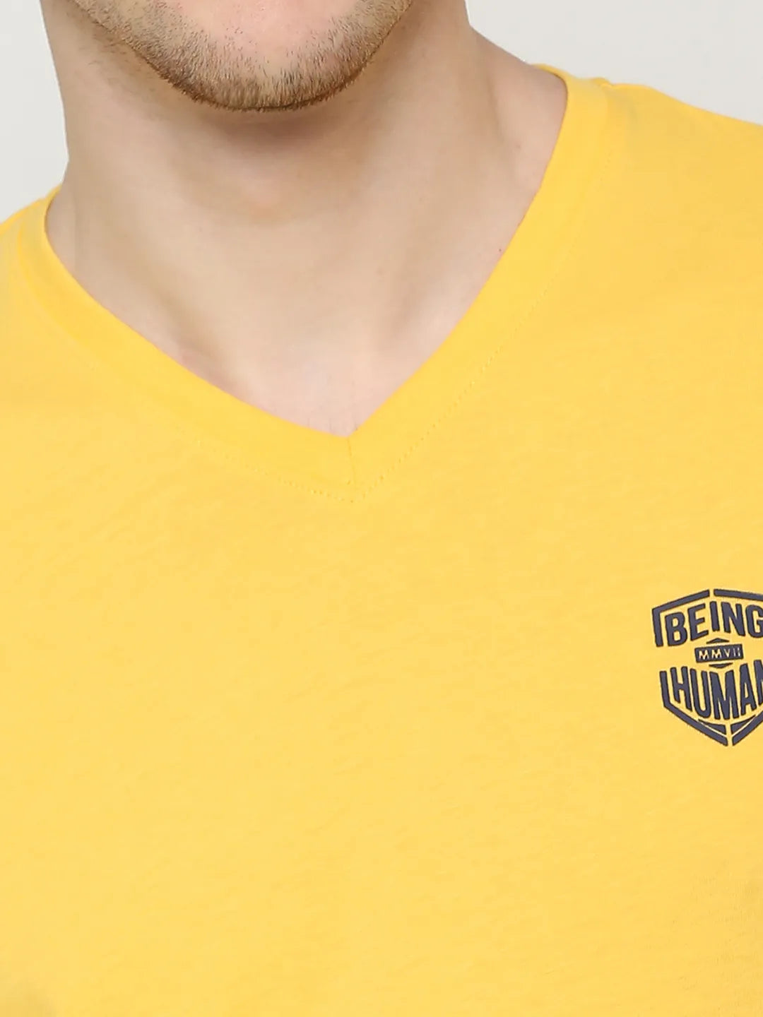 Yellow Regular Fit Round Neck Men's T-Shirt by Being Human Clothing
