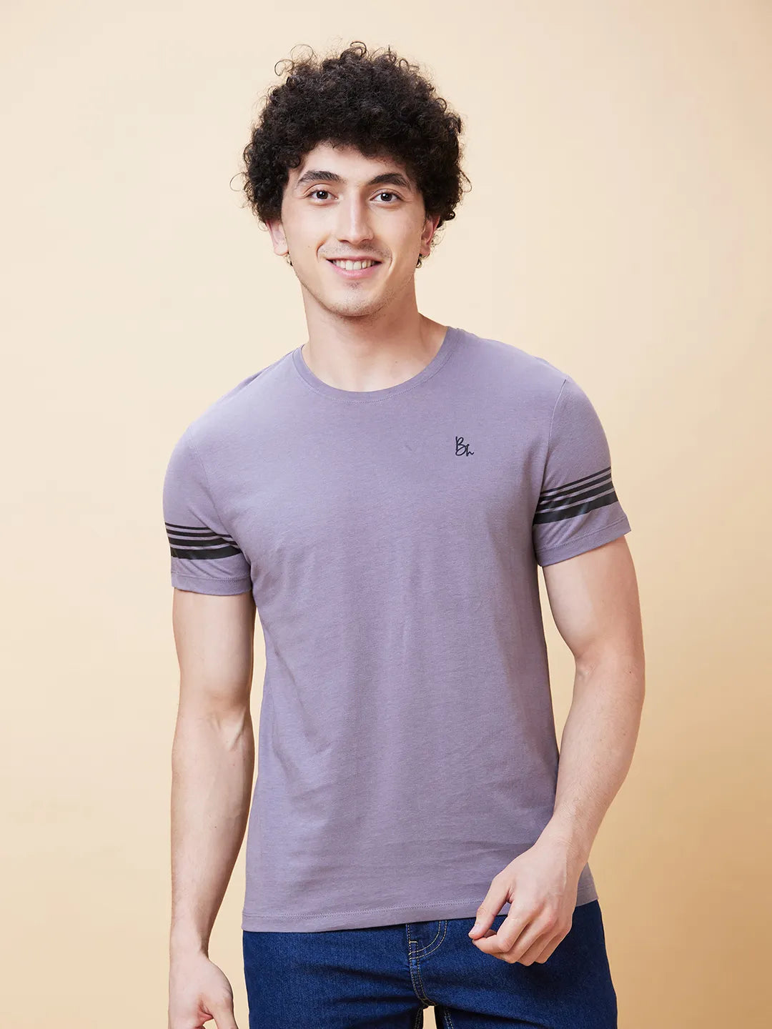 Grey Regular Fit Men's Short Sleeves T-Shirt by Being Human Clothing