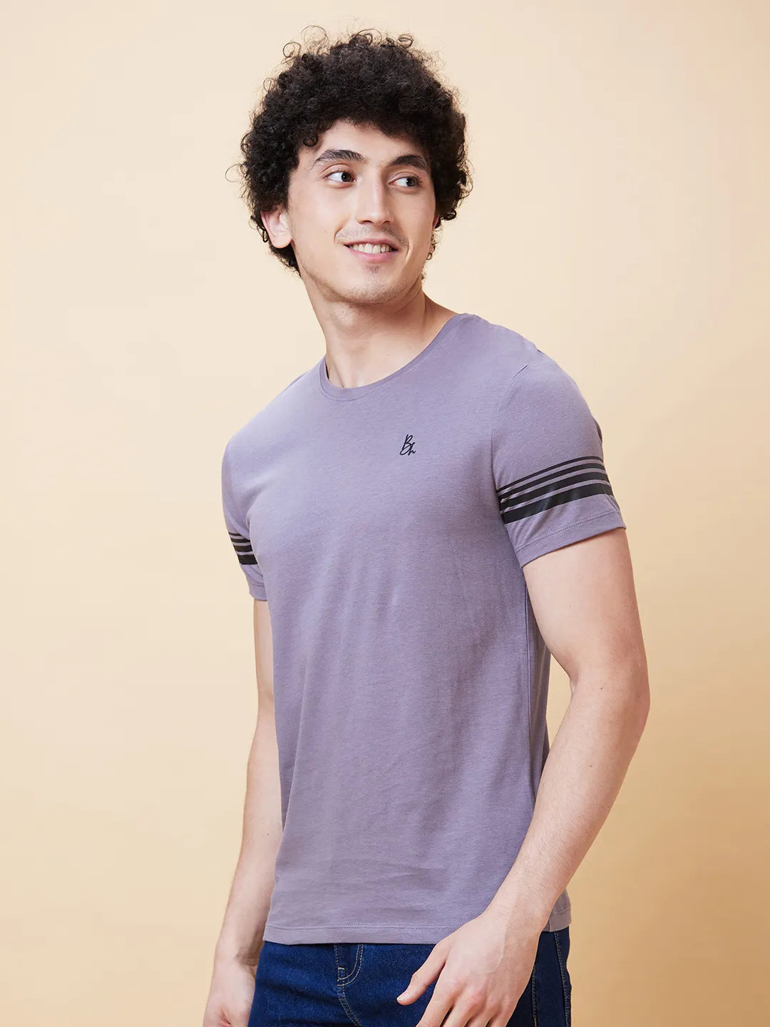 Grey Regular Fit Men's Short Sleeves T-Shirt by Being Human Clothing