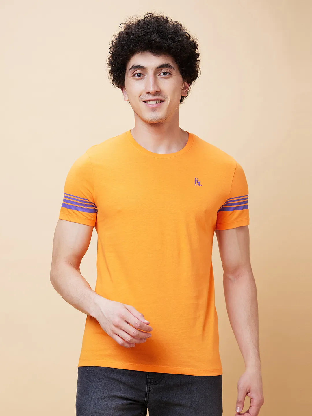 Orange Regular Fit Men's Short Sleeves T-Shirt by Being Human Clothing