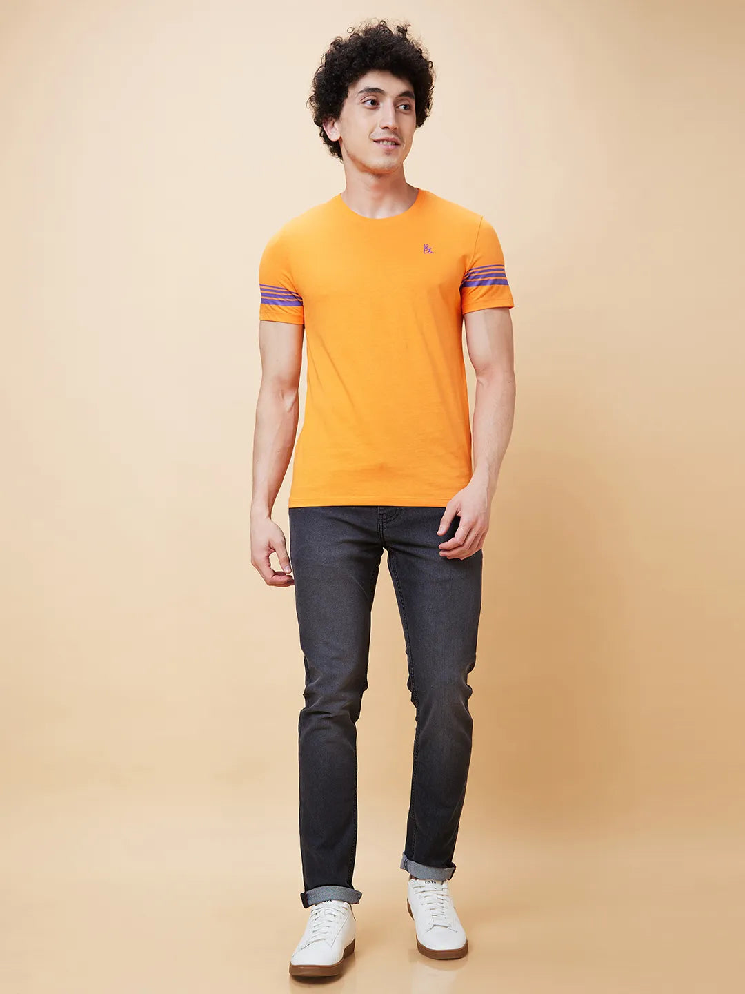Orange Regular Fit Men's Short Sleeves T-Shirt by Being Human Clothing