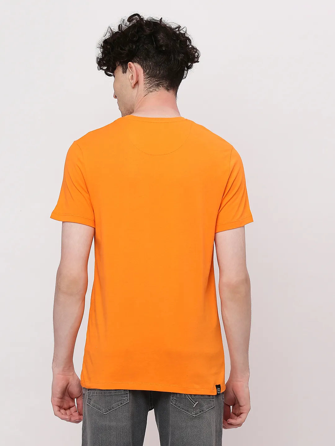 Orange Regular Fit Round Neck Men's T-Shirt by Being Human Clothing